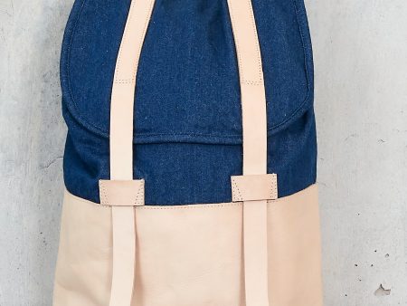 NANAS [ flow ] - backpack 100% cotton denim   leather Discount