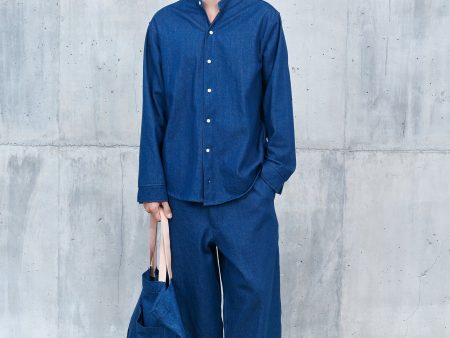 AIR   [ flow  ] - men shirt full button row 100% cotton denim Online Sale