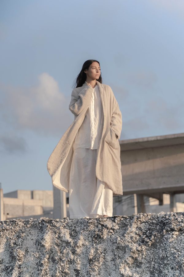 ADEM [ pure ] - coat handmade 100% raw linen Sale