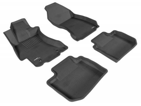 3DMaxpider Front and Rear All-Weather Floor Liner Set Black 2017-2023 Impreza Hatchback   2018-2023 Crosstrek Online now