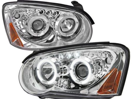 Spec-D Halo Style Projector Headlights w  Chrome Base and Clear Lens 2004-2005 WRX   2004-2005 STI w  OEM Halogen Lights Supply