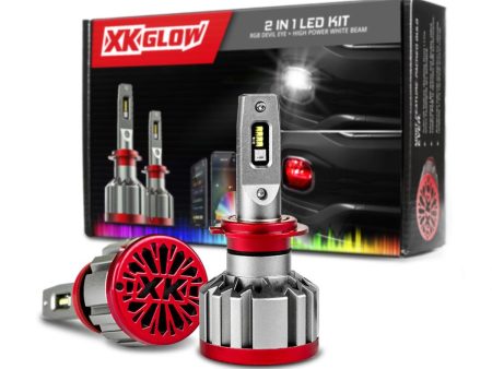 XKGlow 2 in 1 LED Bulb w  Multi-color Devil Eye 9006   HB4 Fitment | App-controlled Fashion