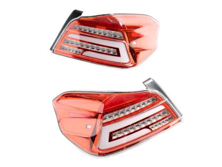 Akkon LED Tail Lights Red Base w  Clear Lense and White Bar 2015-2021 WRX   2015-2021 STI Online now