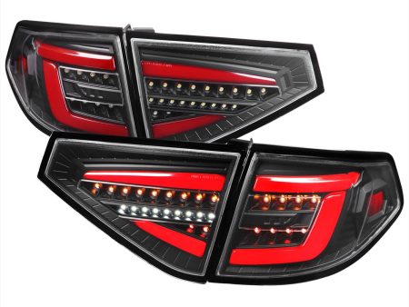 Spec-D Optic Style Sequential LED Tail Lights Matte Black Housing w  Clear Lens and Red Bar 2008-2014 WRX Hatchback   2008-2014 STI Hatchback Online