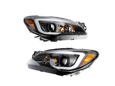 Akkon Projector Headlights Black Base w  Clear Lense and LED Light Bar 2008-2014 WRX Halogen Model Only Hot on Sale