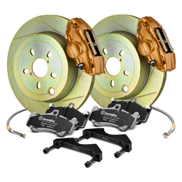 Brembo OE Gold Slotted Brake Kit Rear 2002-2007 WRX Online Sale