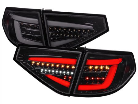 Spec-D Optic Style Sequential LED Tail Lights Gloss Black Housing w  Smoke Lens and White Bar 2008-2014 WRX Hatchback   2008-2014 STI Hatchback Sale