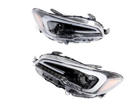 Akkon Projector Style Headlights Black Base w  Smoke Lense and DRL Bar 2015-2020 WRX w  Halogen Bulbs For Discount