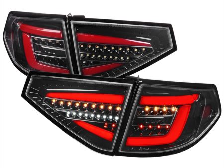 Spec-D Optic Style Sequential LED Tail Lights Gloss Black Housing w  Clear Lens and Red Bar 2008-2014 WRX Hatchback   2008-2014 STI Hatchback Sale